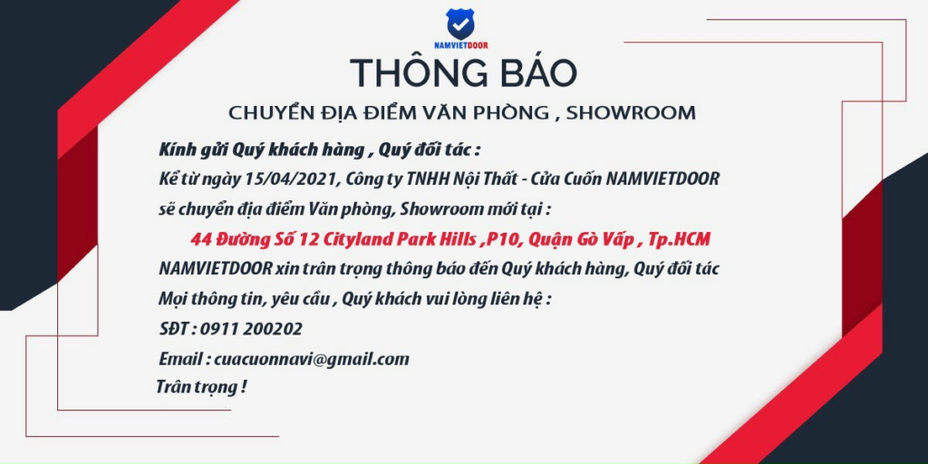 Namvietdoor thông báo chuyển địa điểm văn phòng, showroom