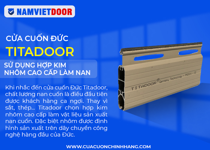 Cửa cuốn &Dstrok;ức Titadoor - Sử dụng hợp kim nh&ocirc;m cao cấp l&agrave;m nan