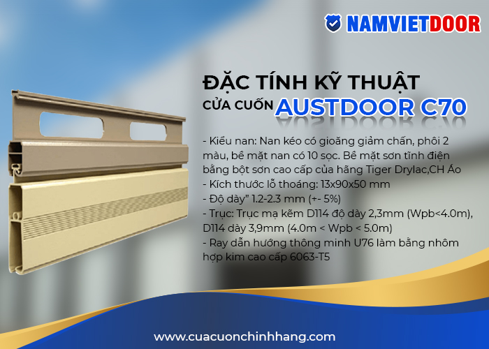 &Dstrok;ặc t&iacute;nh kỹ thuật cửa cuốn Austdoor C70