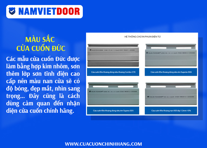 M&agrave;u sắc cửa cuốn &Dstrok;ức