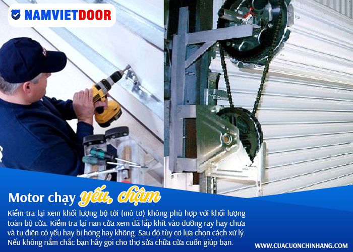 motor cửa cuốn chạy yếu và chậm
