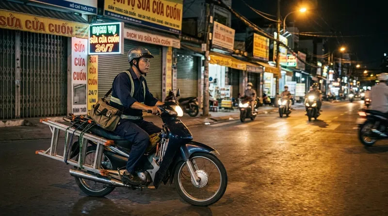 Dịch vụ sửa cửa cuốn phường B&igrave;nh Thới cấp tốc 24/7