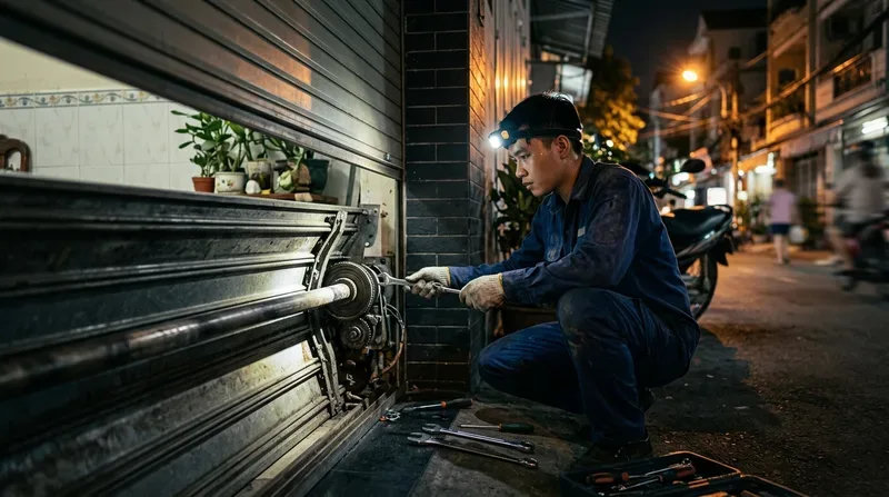 Dịch vụ sửa cửa cuốn phường Hòa Bình cấp tốc 24/7