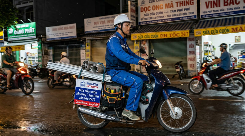 Dịch vụ sửa cửa cuốn phường Tam Ph&uacute; cấp tốc 24/7