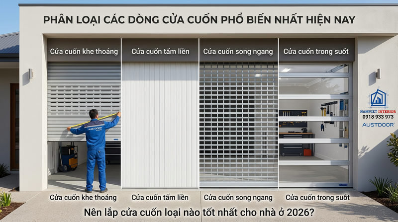 Ph&acirc;n loại c&aacute;c d&ograve;ng cửa cuốn phổ biến nhất hiện nay
