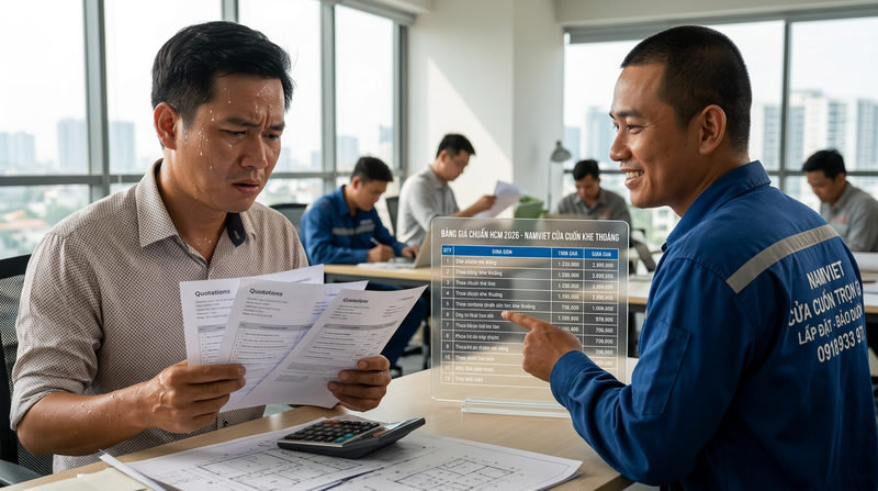 Sợ mua gi&aacute; cao? Xem gi&aacute; cửa cuốn khe tho&aacute;ng chuẩn HCM &ndash; tư vấn ngay c&oacute; Namviet
