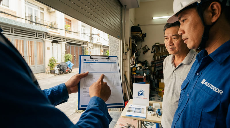 Bảng B&aacute;o Gi&aacute; Sửa Cửa Cuốn Austdoor Mới Nhất 2026