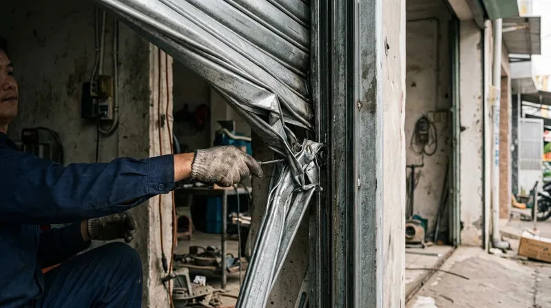 C&aacute;c hạng mục sửa chữa phổ biến v&agrave; c&aacute;ch xử l&yacute; cửa cuốn bị kẹt nan