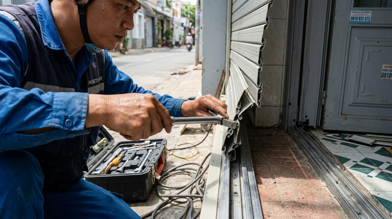 C&aacute;c hạng mục sửa chữa v&agrave; nguy&ecirc;n nh&acirc;n cửa cuốn bị kẹt