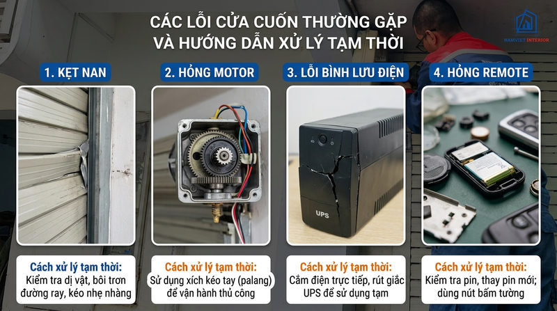 C&aacute;c lỗi cửa cuốn thường gặp v&agrave; hướng dẫn xử l&yacute; tạm thời