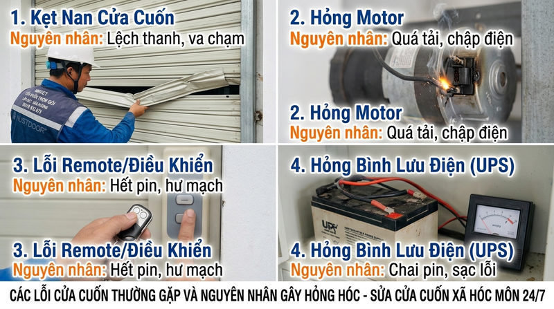 C&aacute;c lỗi cửa cuốn thường gặp v&agrave; nguy&ecirc;n nh&acirc;n g&acirc;y hỏng h&oacute;c