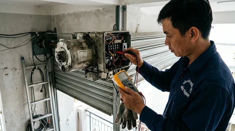 C&aacute;c lỗi phổ biến v&agrave; c&aacute;ch xử l&yacute; tạm thời khi cửa cuốn bị kẹt