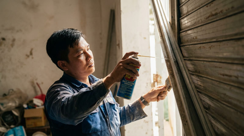 C&aacute;ch khắc phục cửa cuốn k&ecirc;u r&iacute;t tạm thời tại nh&agrave;