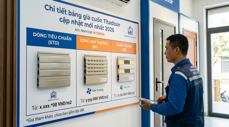 Chi tiết bảng gi&aacute; cuốn Titadoor gi&aacute; rẻ cập nhật mới nhất 2026