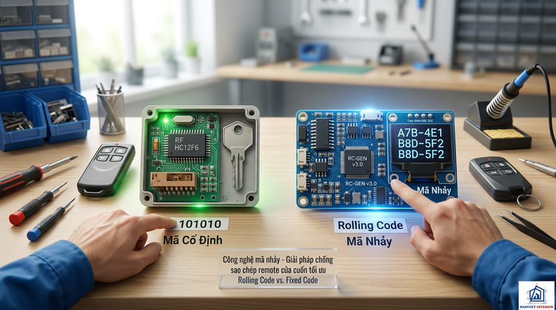 C&ocirc;ng nghệ m&atilde; nhảy - Giải ph&aacute;p chống sao ch&eacute;p remote cửa cuốn tối ưu