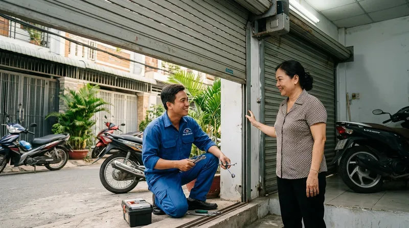 Dịch vụ sửa cửa cuốn phường Tân Mỹ uy tín, phục vụ 24/7