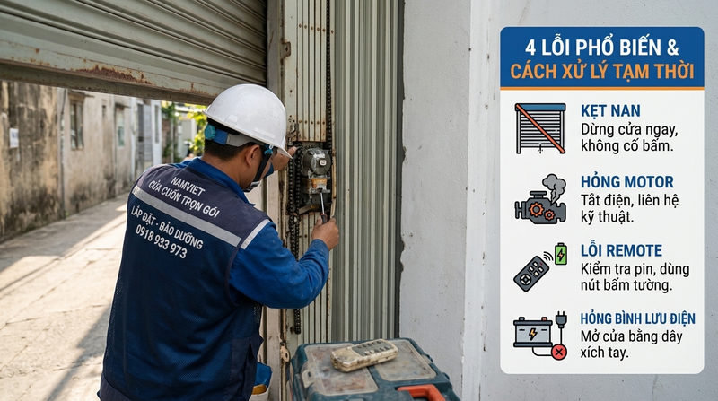 Nhận biết các lỗi phổ biến & Cách xử lý tạm thời khi cửa bị kẹt