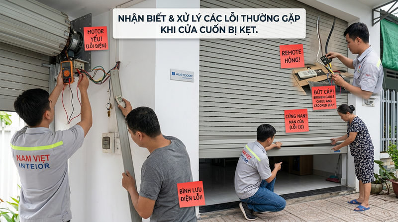 Nhận biết các lỗi thường gặp và cách xử lý khi cửa cuốn bị kẹt