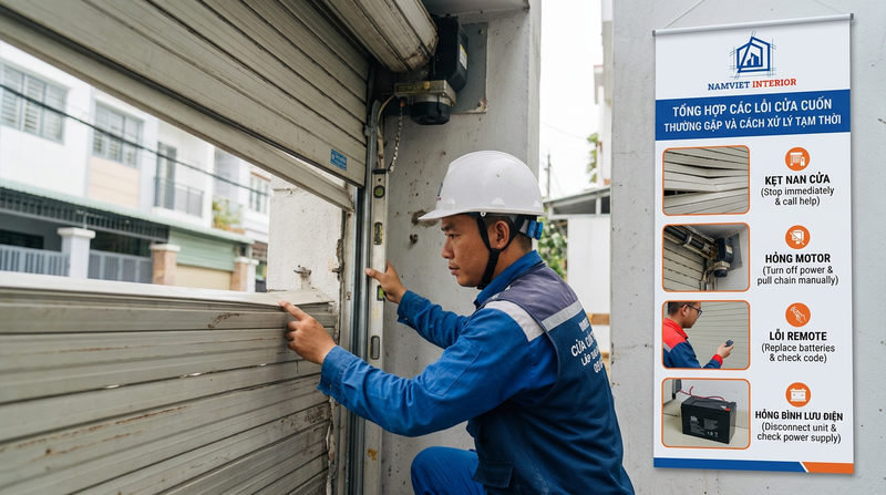 Tổng hợp c&aacute;c lỗi cửa cuốn thường gặp v&agrave; c&aacute;ch xử l&yacute; tạm thời