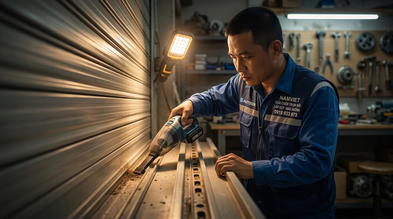 Hướng dẫn c&aacute;ch vệ sinh cửa cuốn v&agrave; bảo dưỡng ray dẫn hướng chuẩn x&aacute;c