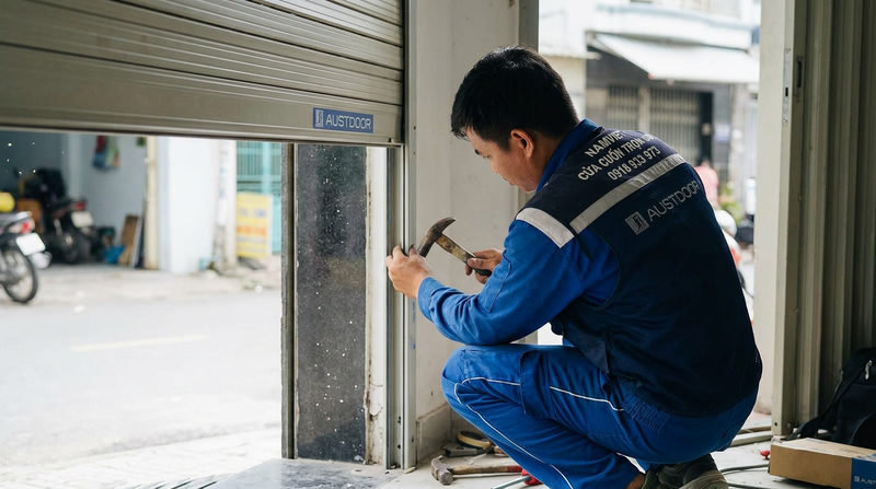 Bảng B&aacute;o Gi&aacute; Sửa Cửa Cuốn Austdoor Bị Lệch Ray Mới Nhất 2026