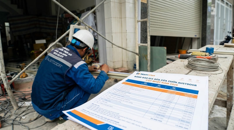 Bảng b&aacute;o gi&aacute; sửa cửa cuốn Austdoor TP.HCM cập nhật n&abreve;m 2026