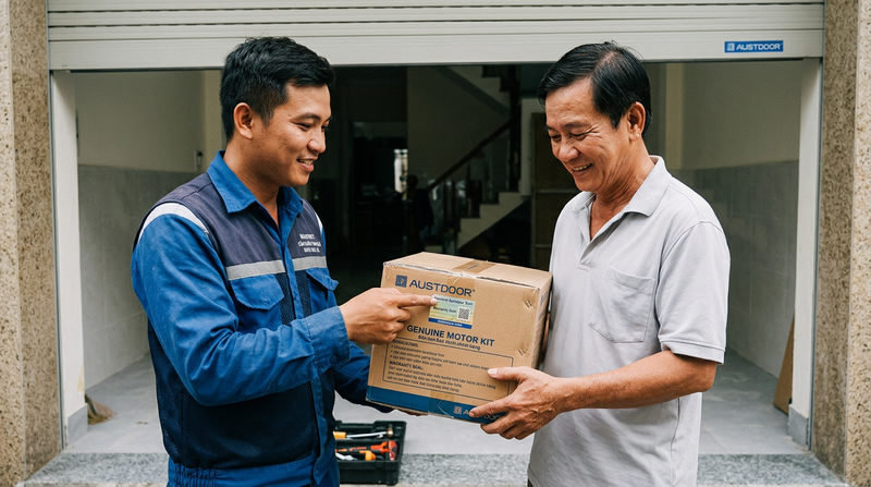 Cam Kết Linh Kiện Ch&iacute;nh H&atilde;ng Austdoor & Bảo H&agrave;nh D&agrave;i Hạn