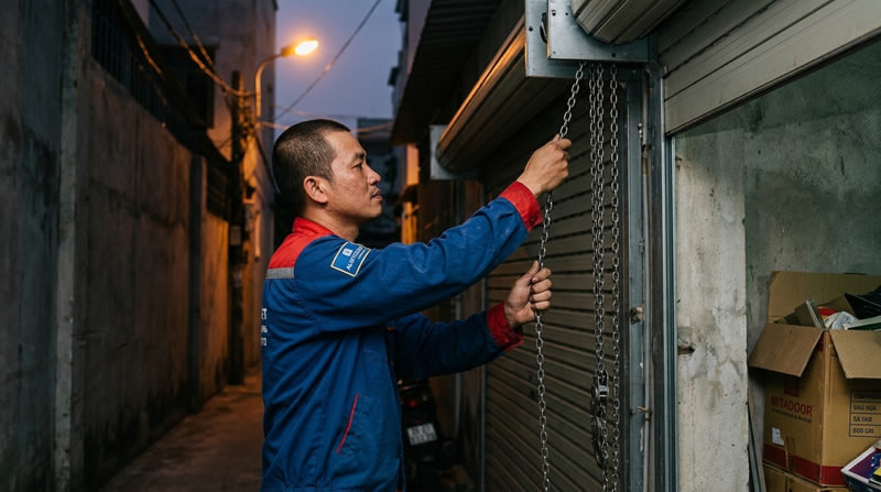 Hướng dẫn xử l&yacute; khẩn cấp khi cửa cuốn bị kẹt hoặc mất &dstrok;iện