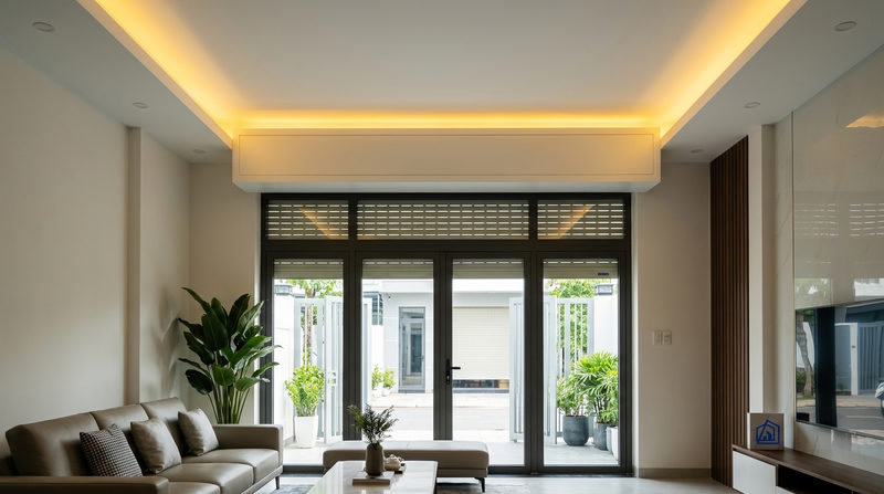 Mẹo trang tr&iacute; l&ocirc; cửa cuốn tạo hiệu ứng trần nh&agrave; cao v&agrave; rộng hơn