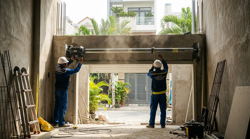 Quy tr&igrave;nh thi c&ocirc;ng v&agrave; lắp &dstrok;ặt cửa cuốn Austdoor tại TP.HCM