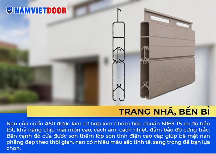 t&iacute;nh trang nh&atilde; bền bỉ của cửa cuốn A50