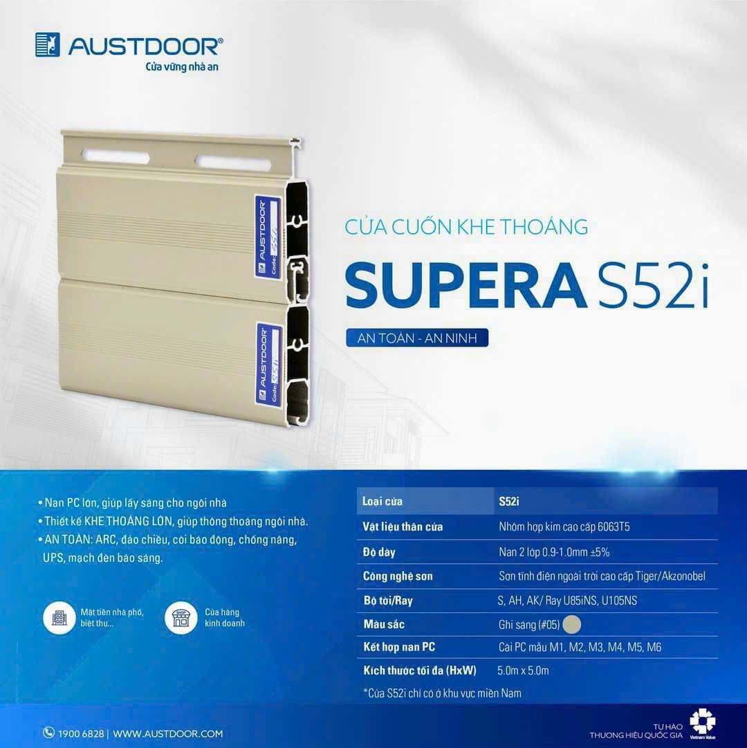 Cửa cuốn khe thoáng Austdoor SUPERA S52i |Độ dày 0.9-1mm|