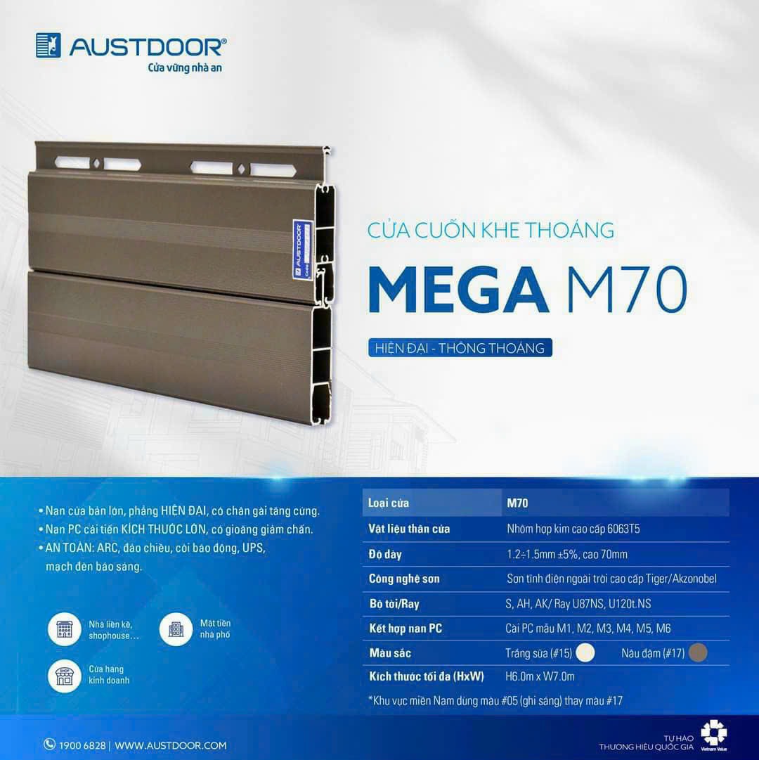 Cửa cuốn khe thoáng Austdoor MEGA M70 |Độ dày 1.2 – 1.5mm|