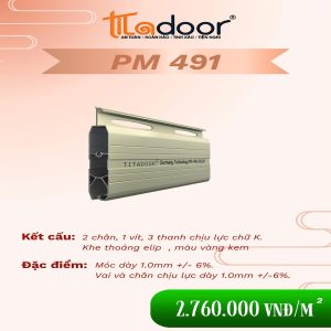 CỬA CUỐN TITADOOR PM491 | 1mm | 8,2kg | – 8,2kg/m2 +-6%