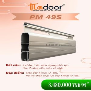 CỬA CUỐN TITADOOR PM49S | Lông nheo giảm ồn – 3 chân 1 vịt – 8,9kg/m2 +-6%