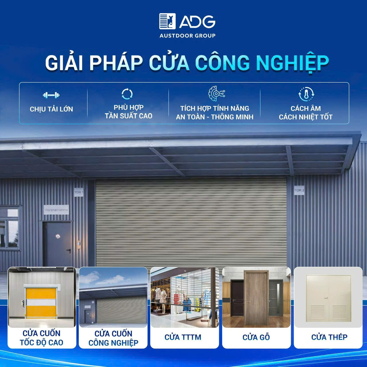 Cửa cuốn Austdoor cho nhà xưởng, công trình