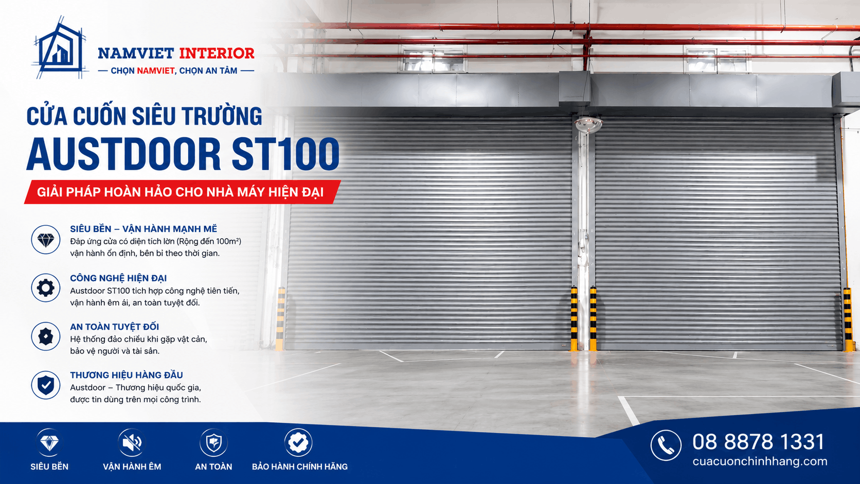 Chọn cửa cuốn siêu trường Austdoor ST100 cho nhà xưởng
