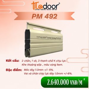 CỬA CUỐN TITADOOR PM492 | Móc dày 1.0mm – 7,9kg/m2 +-6%