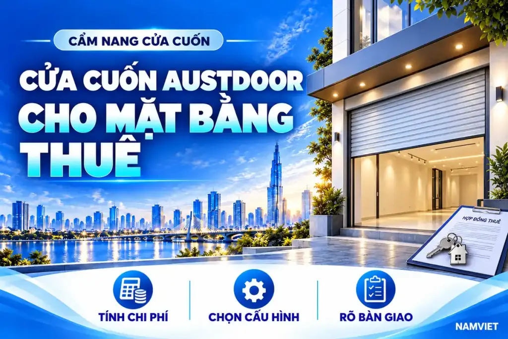 Minh họa cửa cuốn Austdoor cho mặt bằng thuê