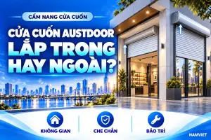 Lắp cửa cuốn Austdoor trong hay ngoài? 6 điểm cần so sánh