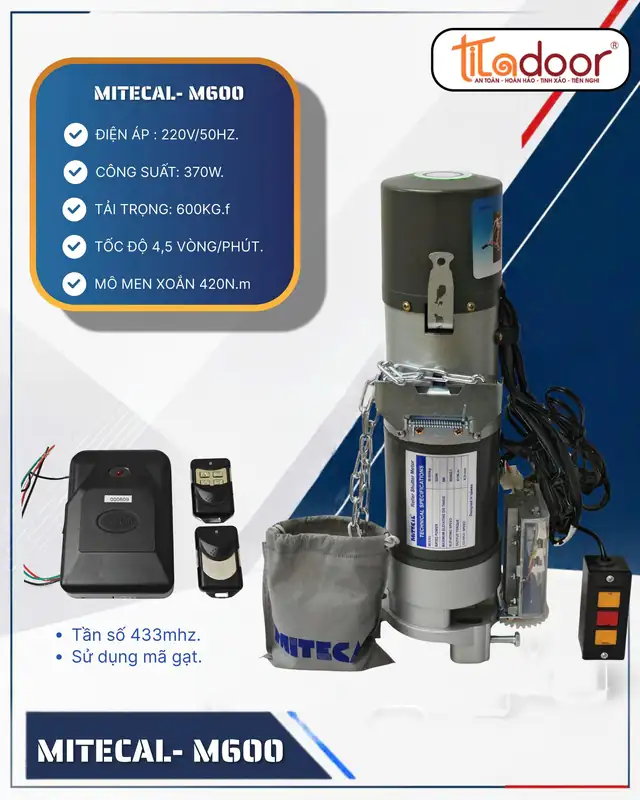 Motor cửa cuốn Mitecal M600 600kg 370W giá 4.800.000đ tại Namviet