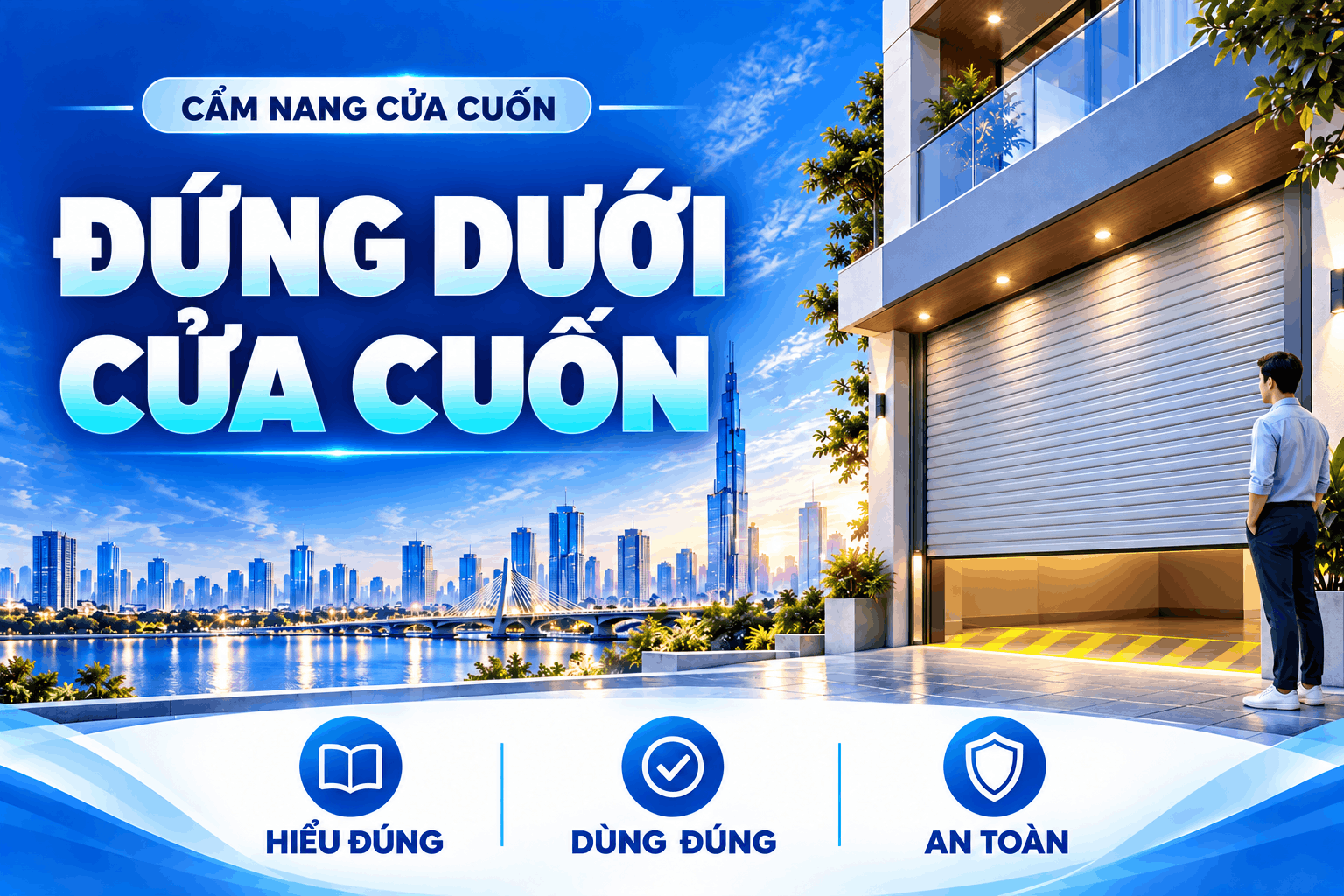 đứng dưới cửa cuốn