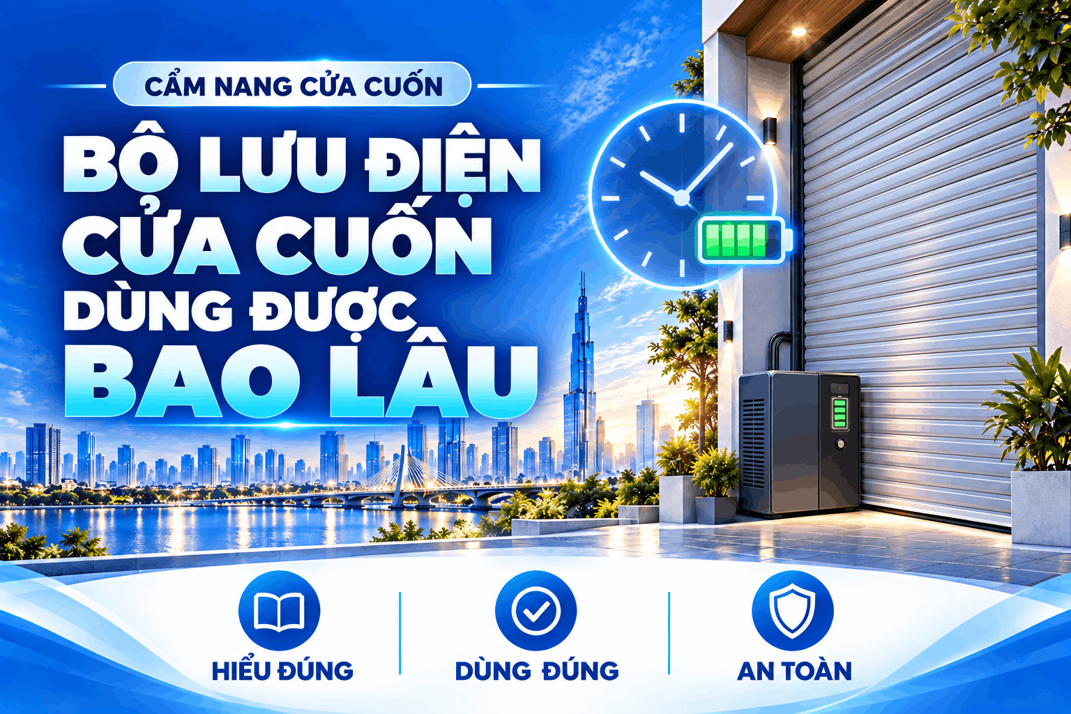 bộ lưu điện cửa cuốn dùng được bao lâu