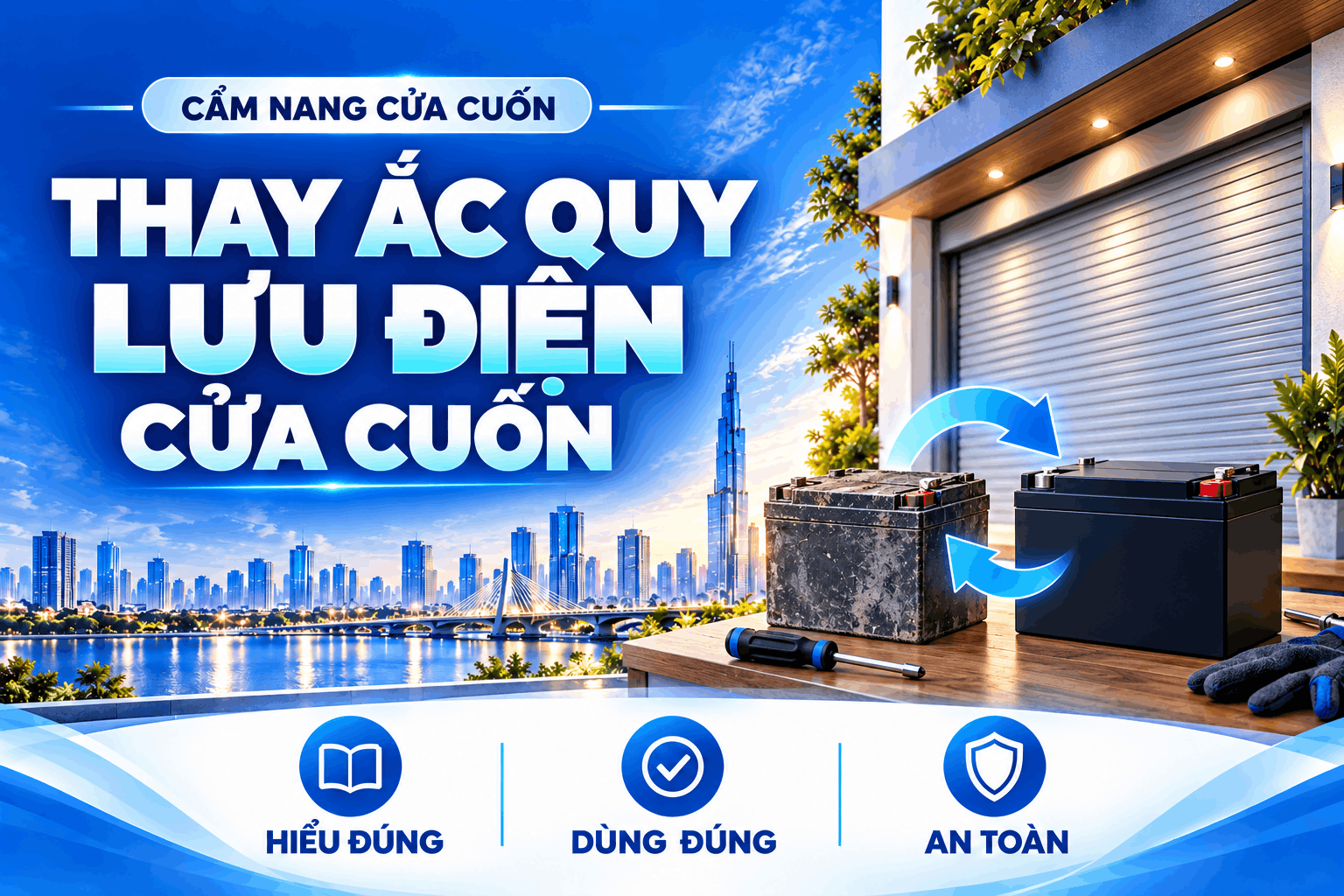thay ắc quy lưu điện cửa cuốn