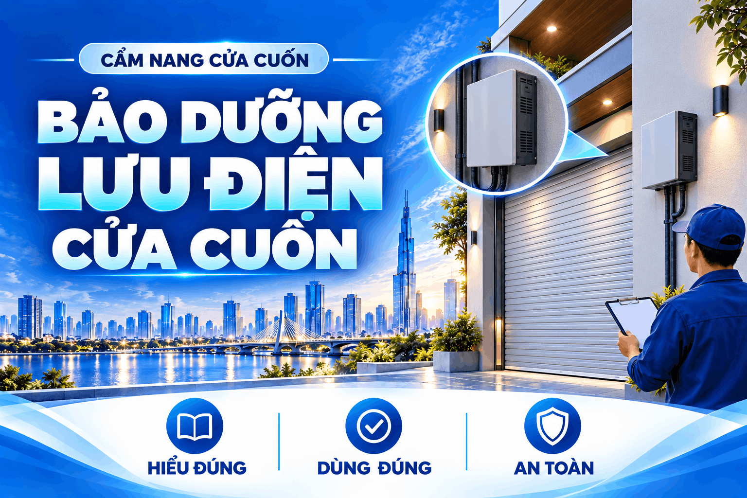 bảo dưỡng lưu điện cửa cuốn