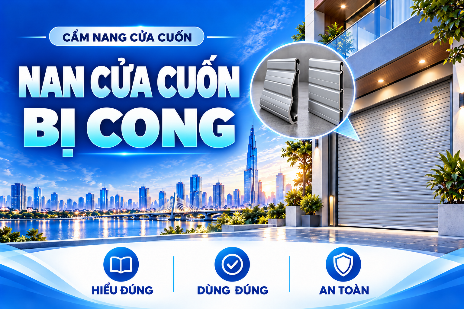 nan cửa cuốn bị cong