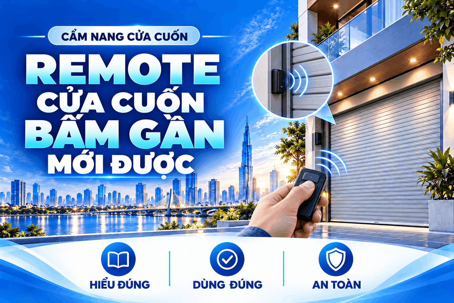 remote cửa cuốn bấm gần mới được