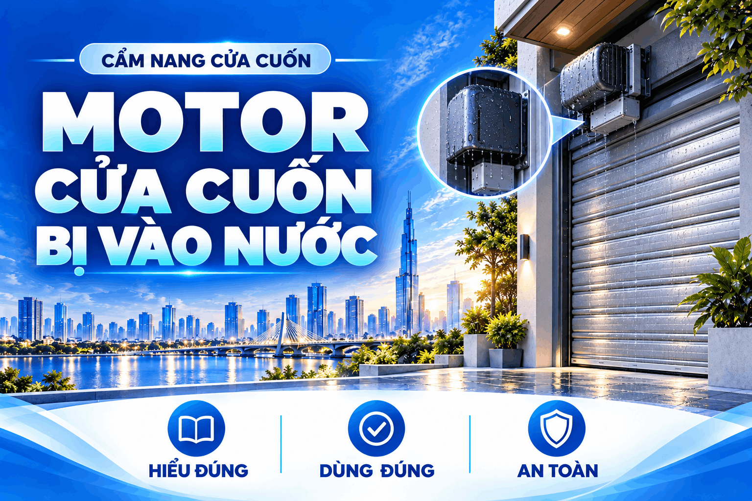 motor cửa cuốn bị vào nước
