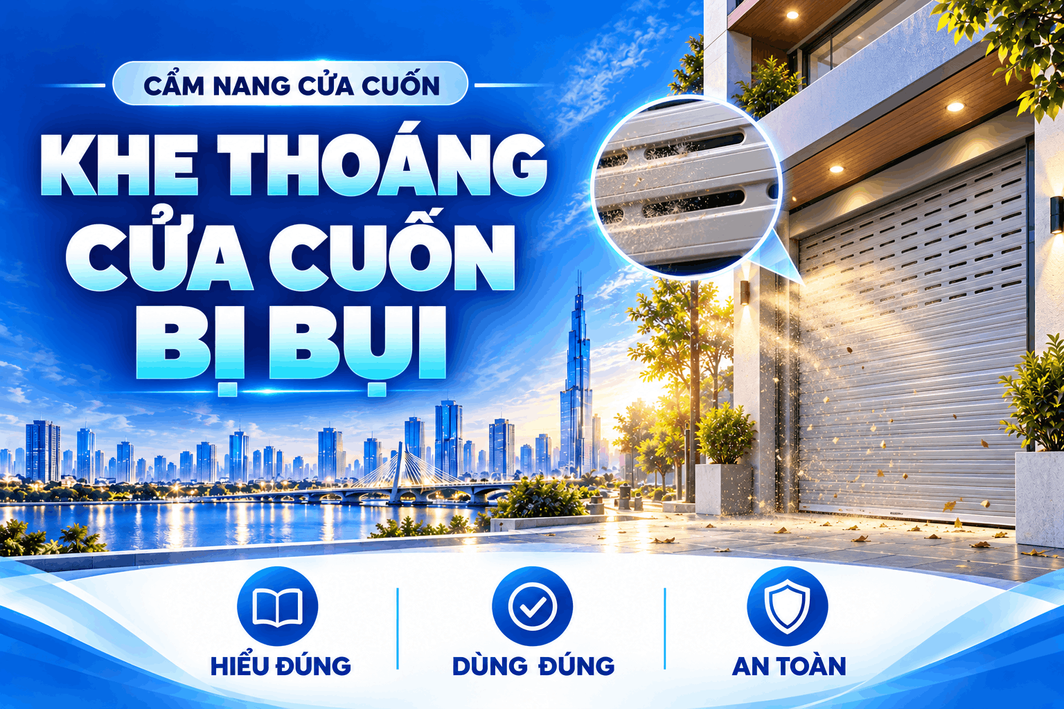 khe thoáng cửa cuốn bị bụi