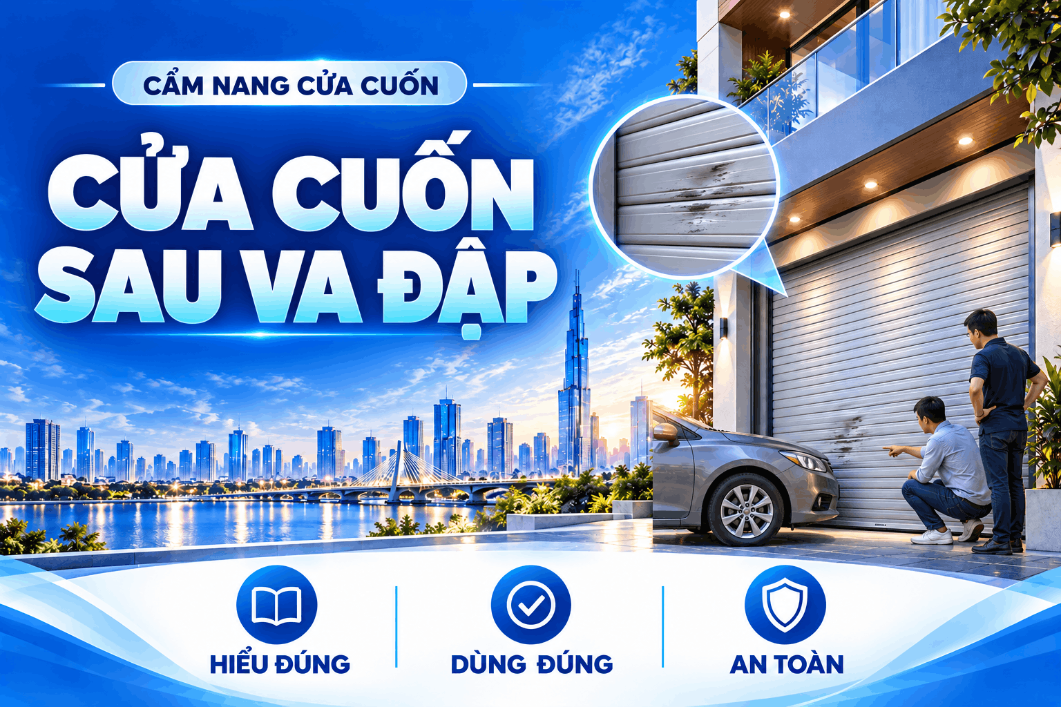 cửa cuốn sau va đập